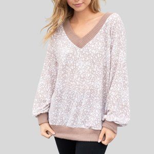 NEW Plus Abstract Animal Print Bell Sleeve Sweater